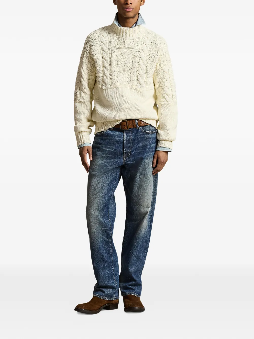 Cable-Knit Roll-Neck Sweater