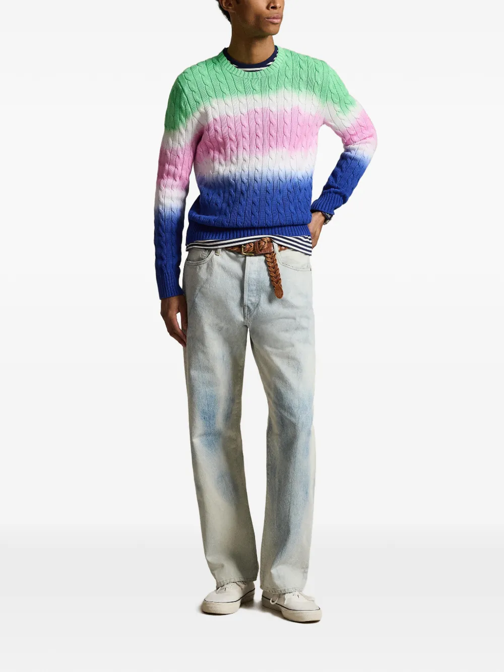 Polo Ralph Lauren Kabelgebreide trui met kleurstof Blauw