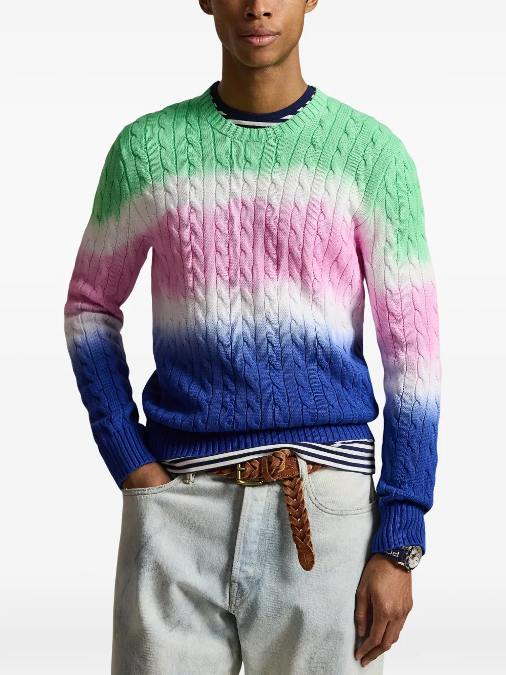 Polo Ralph Lauren Kabelgebreide trui met kleurstof Blauw