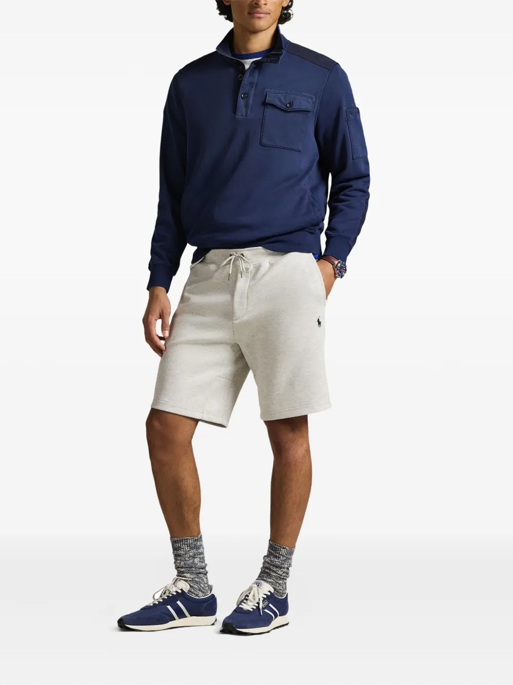 Polo Ralph Lauren Embroidered double-knit Track Shorts | Grey