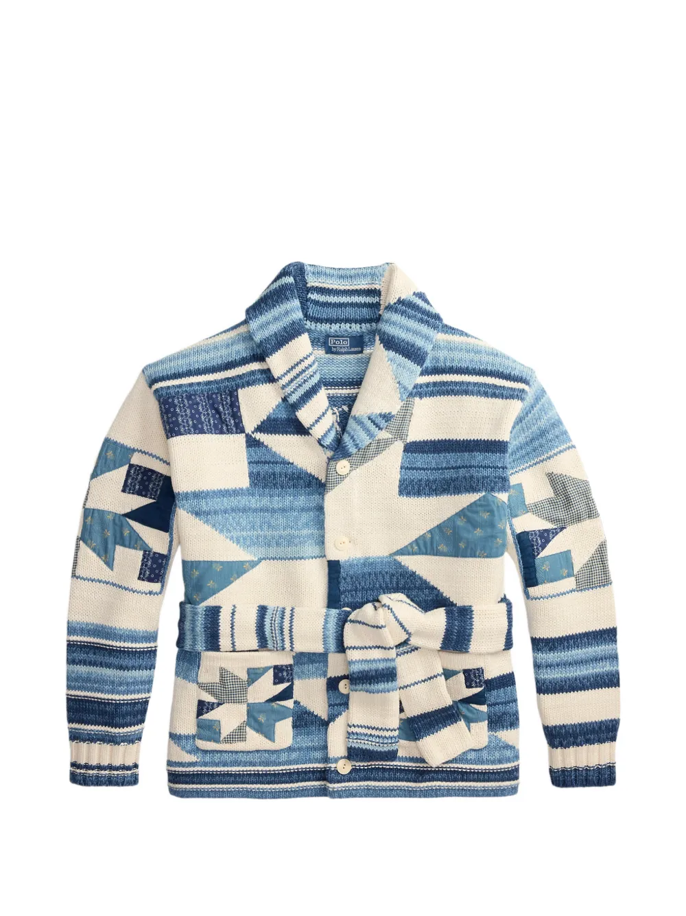 Polo Ralph Lauren patchwork shawl cardigan - Blu