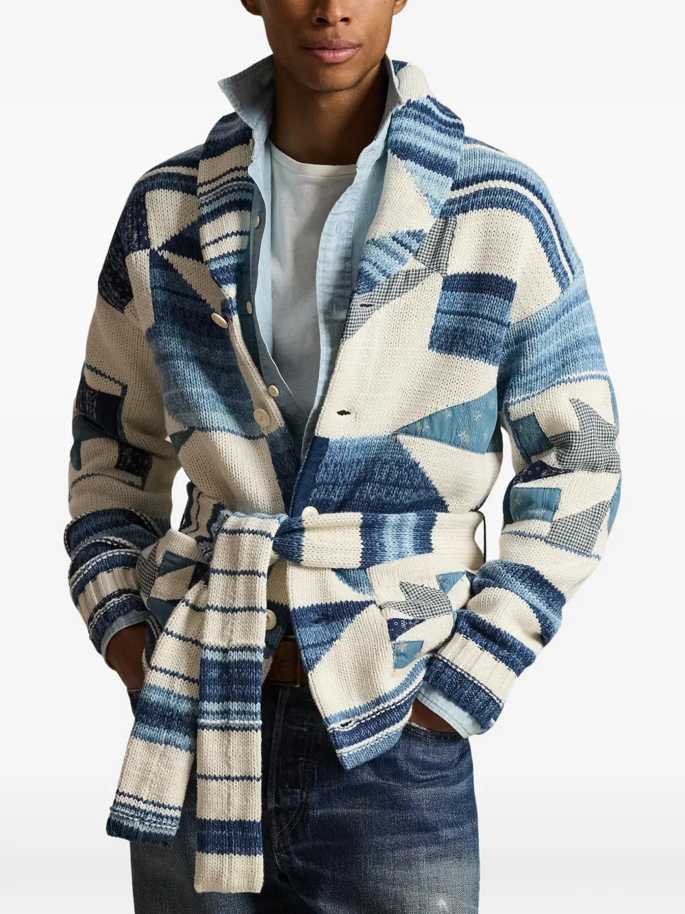 Polo Ralph Lauren Vest met patchwork en ceintuur Blauw