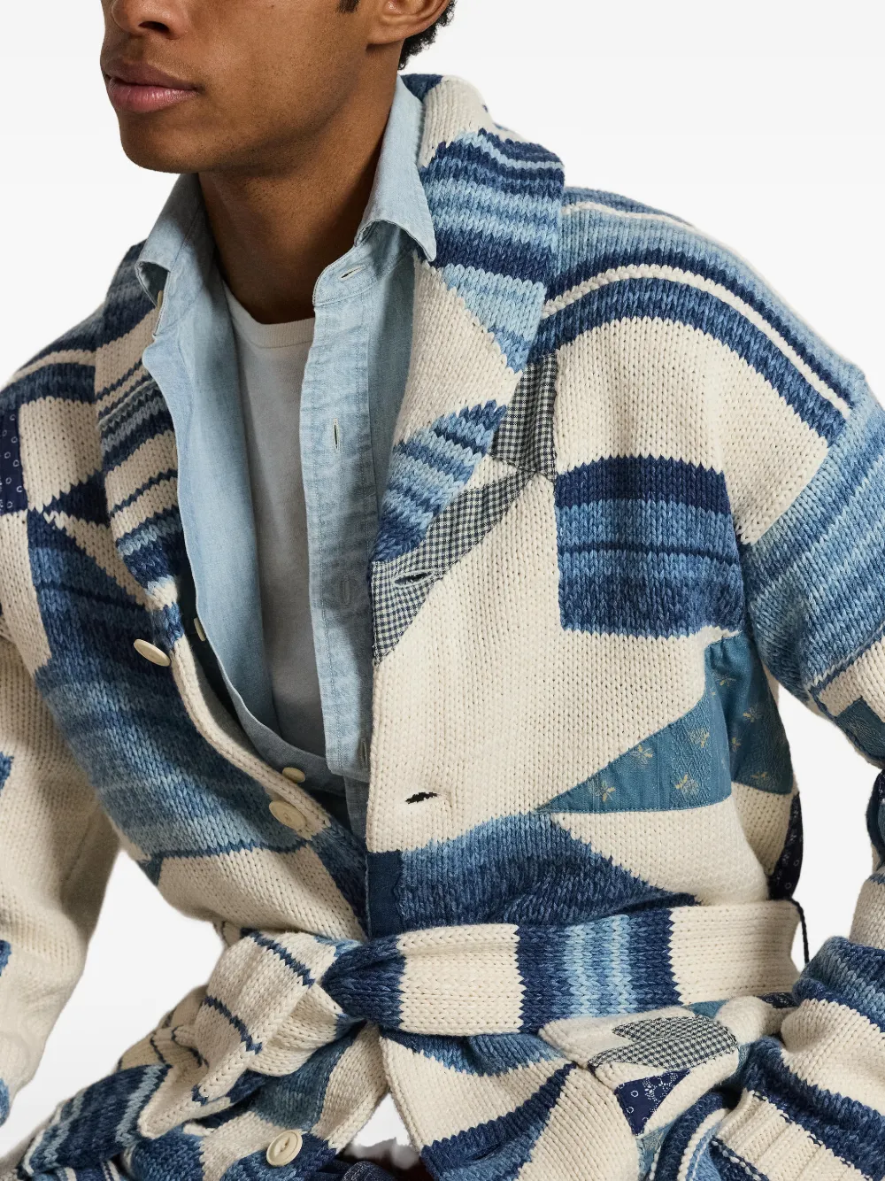 Polo Ralph Lauren Vest met patchwork en ceintuur Blauw