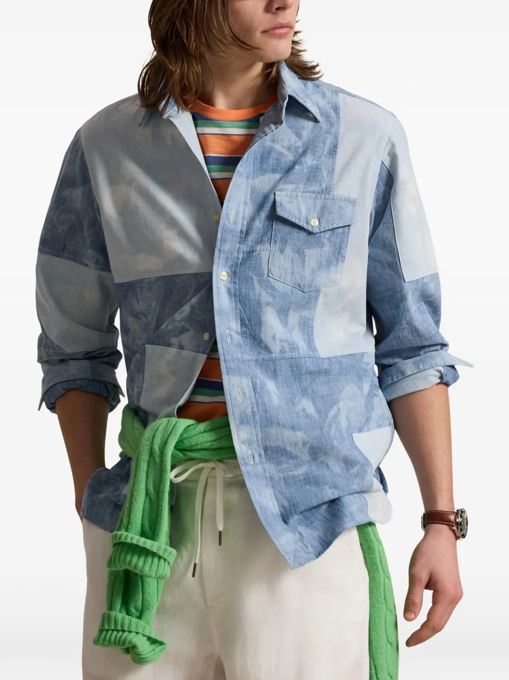 Polo Ralph Lauren Overhemd met patchwork Blauw