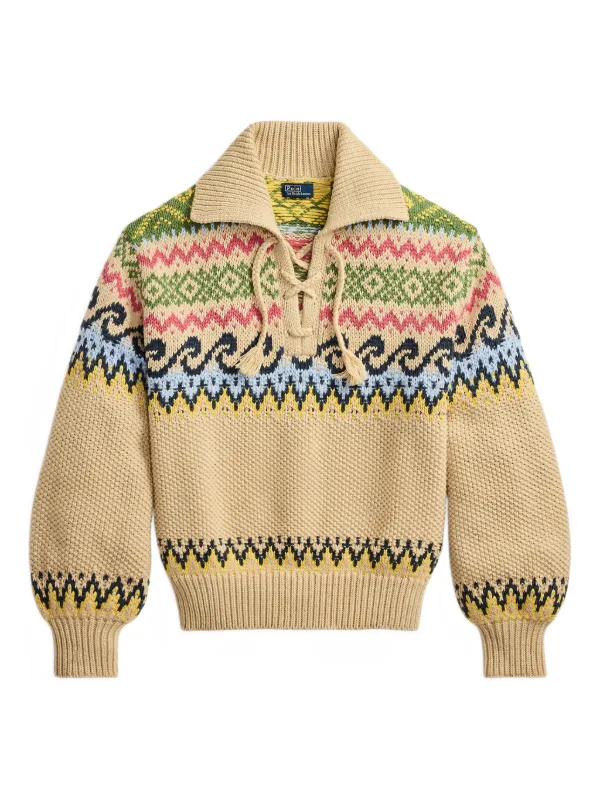 Polo Ralph Lauren フェアアイル レースアップセーター | ニュートラル