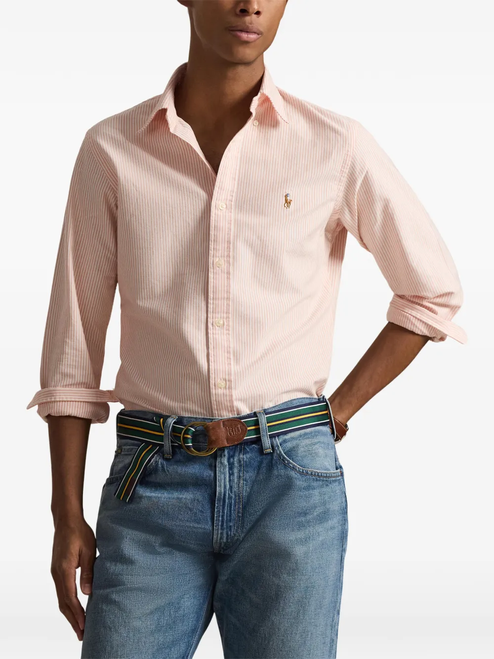 Polo Ralph Lauren Gestreept Oxford overhemd met geborduurd logo Oranje