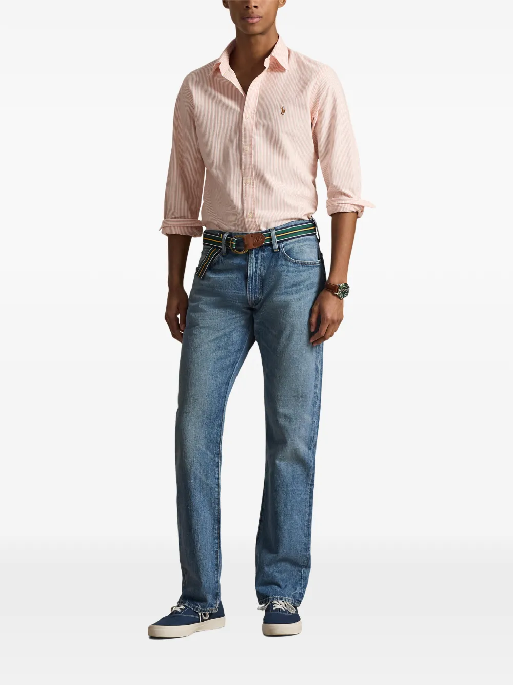 Polo Ralph Lauren Gestreept Oxford overhemd met geborduurd logo Oranje