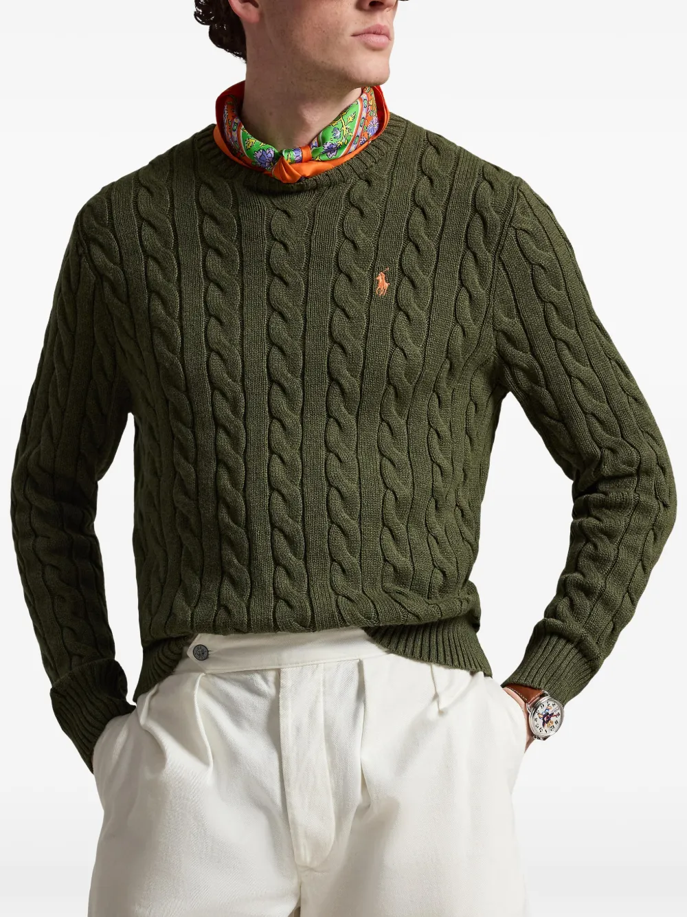 Polo Ralph Lauren Kabelgebreide trui met lange mouwen Groen