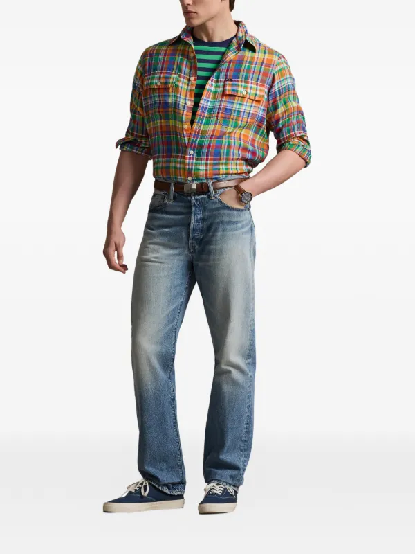 Polo Ralph Lauren Camisa Com Padronagem Xadrez | Laranja | FARFETCH BR