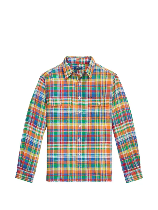 Polo Ralph Lauren Camisa Com Padronagem Xadrez | Laranja | FARFETCH BR