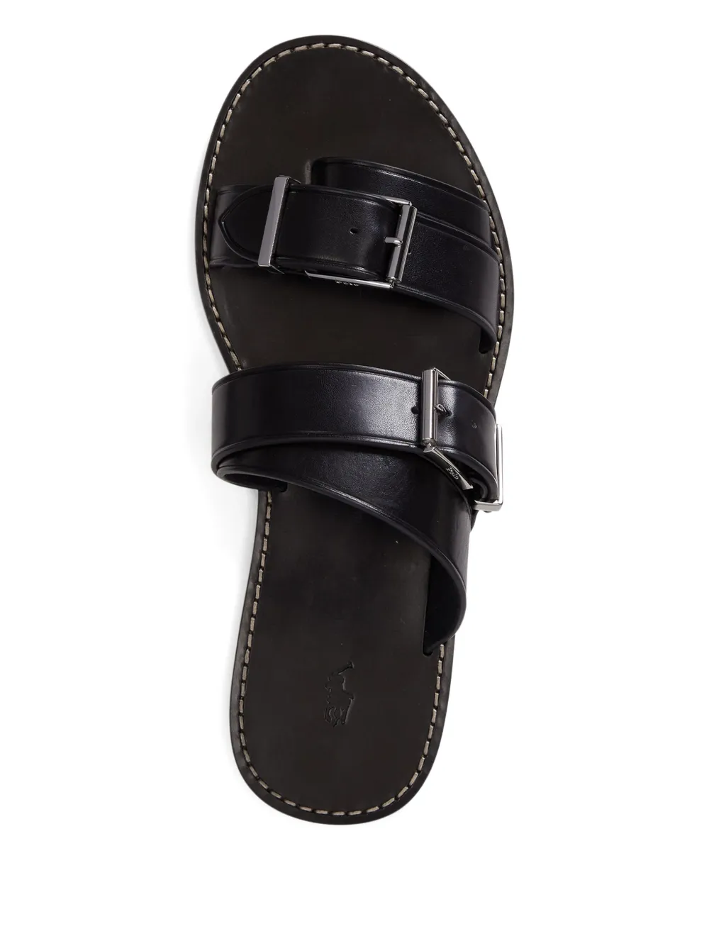 Polo Ralph Lauren Toe-strap-detail Flat Sandals In Black