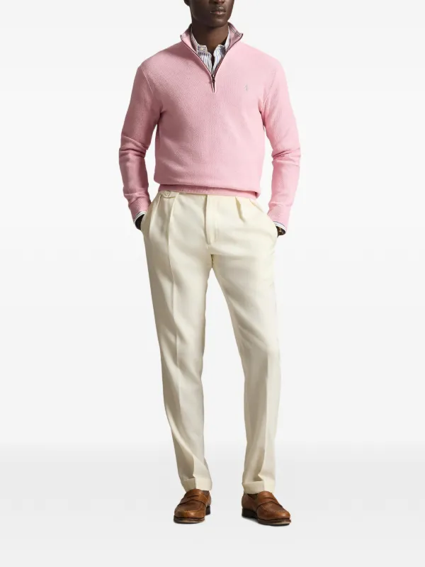 Polo Ralph Lauren Knit quarter-zip Sweatshirt | Pink | FARFETCH