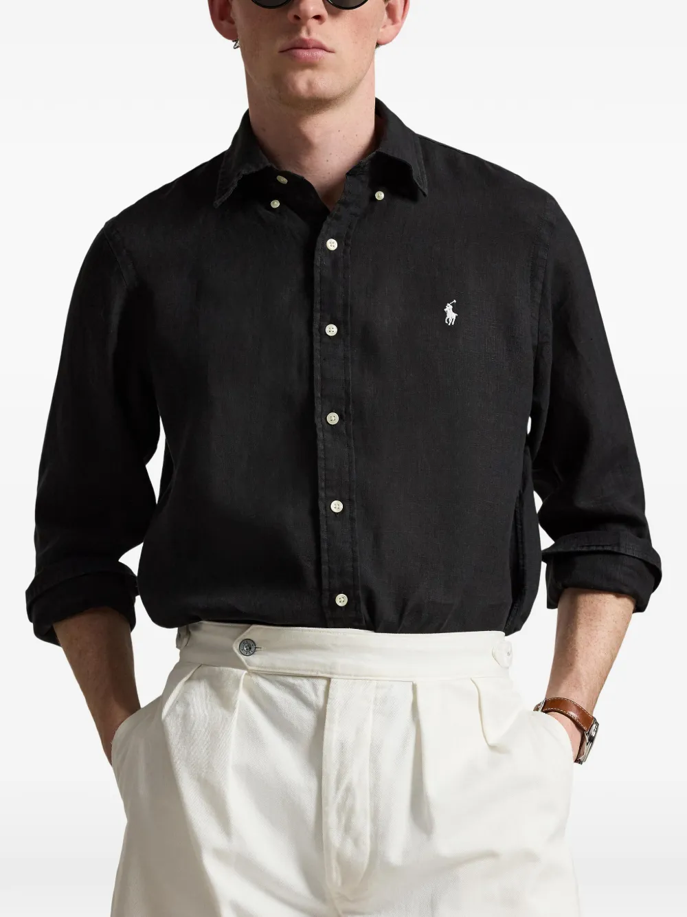 Polo Ralph Lauren Overhemd met geborduurd logo Zwart