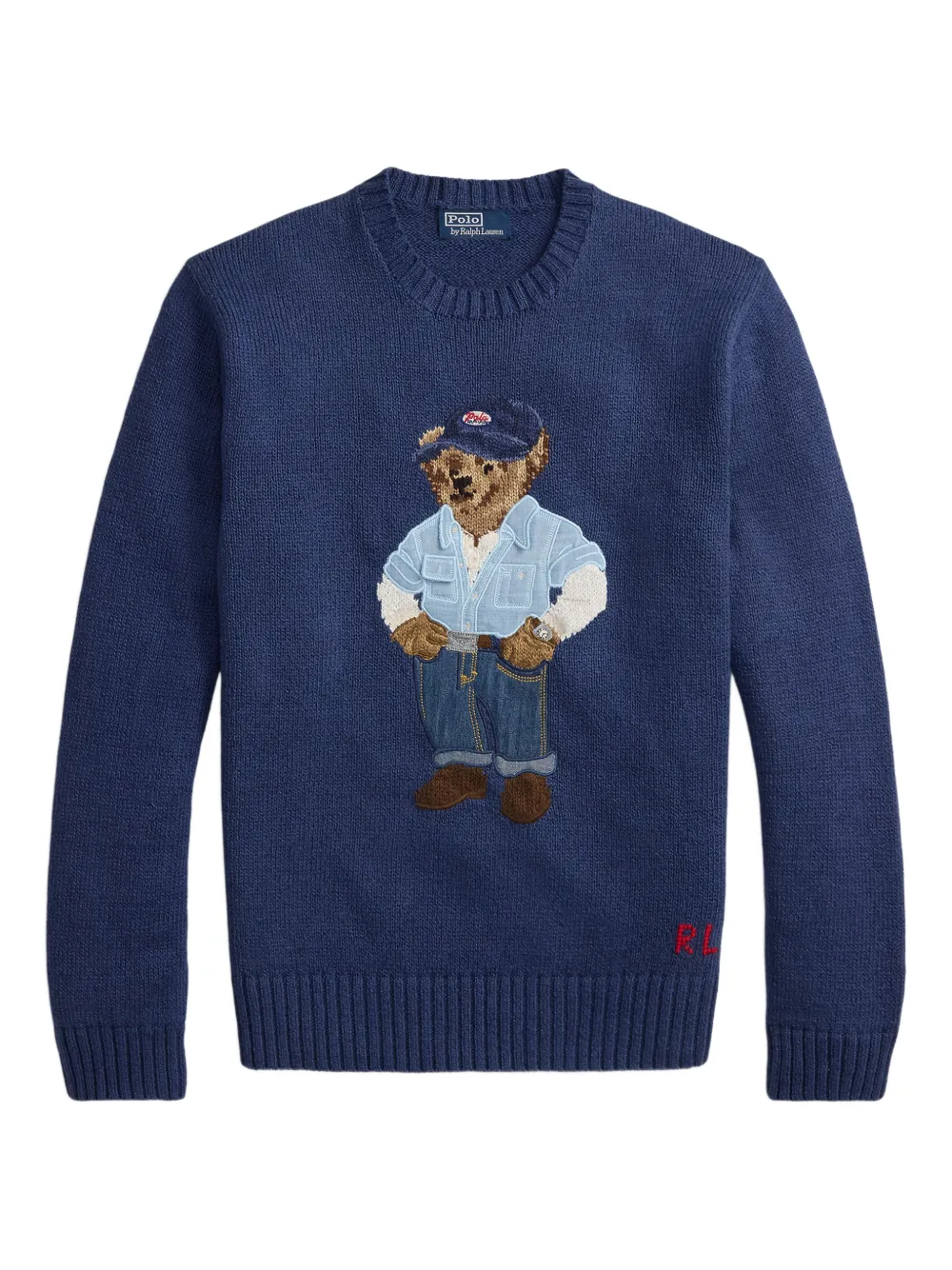 Polo Ralph Lauren bear-embroidered crew-neck sweater - Blue