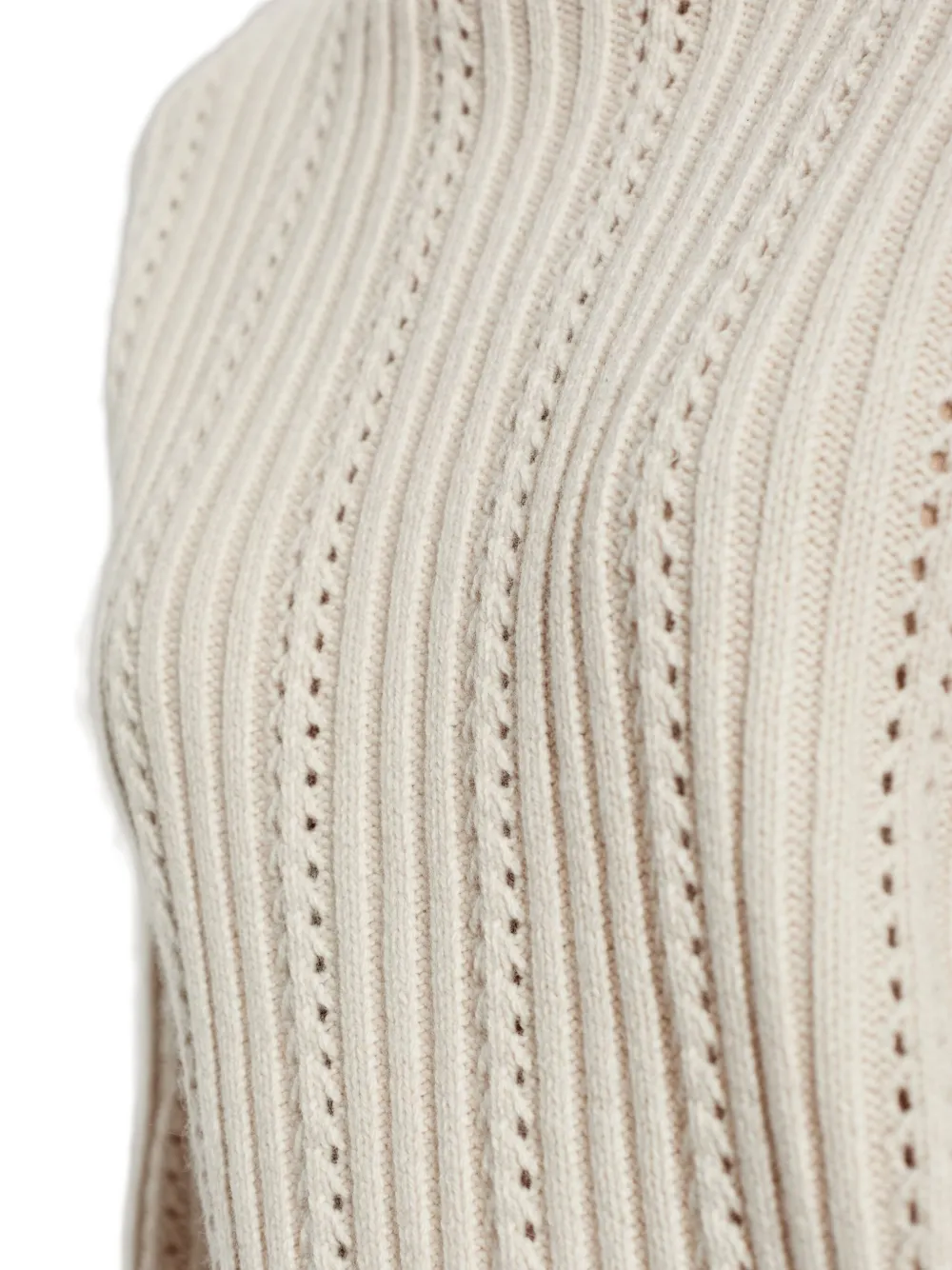 Samsoe & Samsoe Satilly Turtleneck Openwork-design Sweater In Neutral