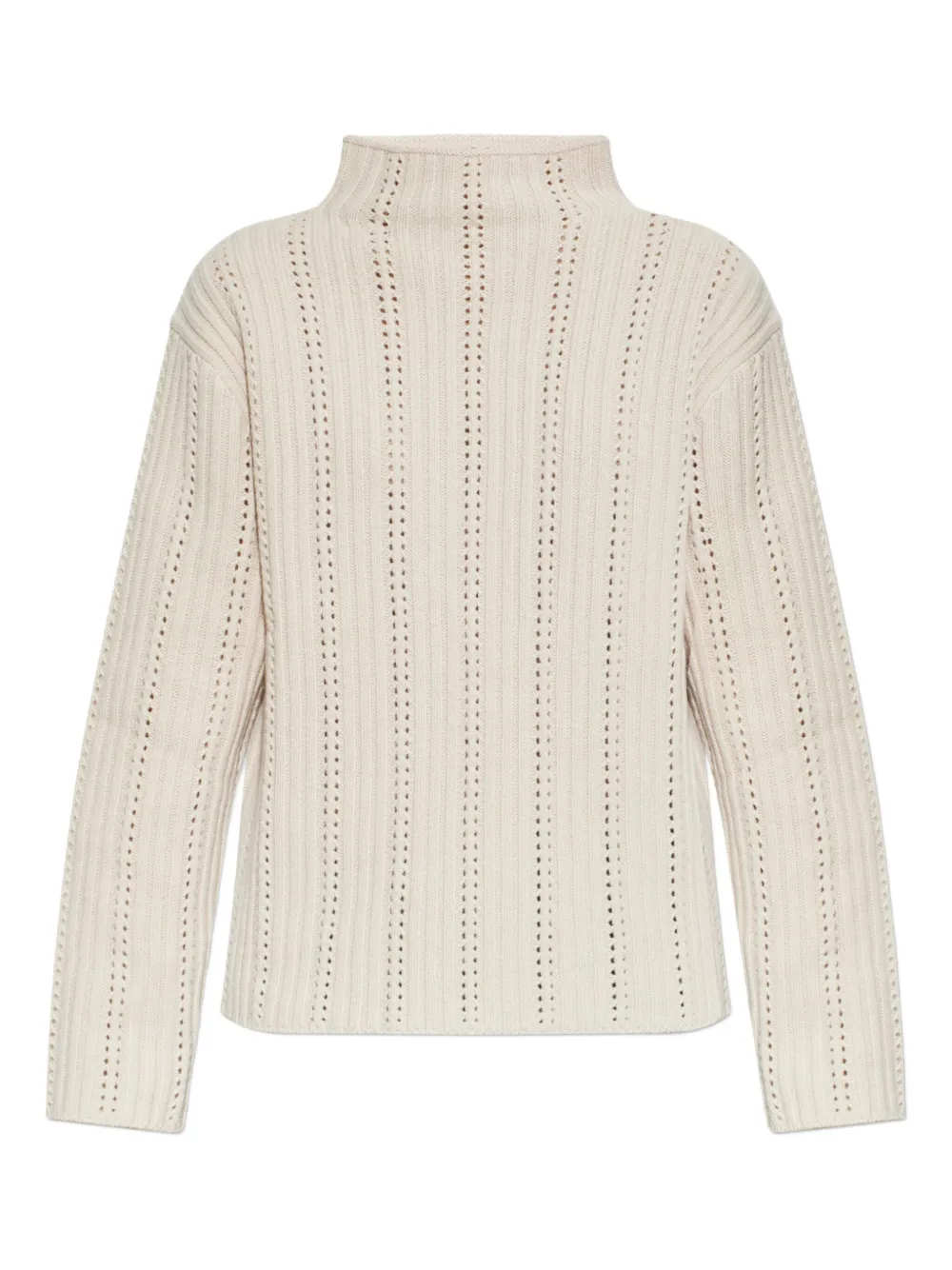 Samsoe & Samsoe Satilly Turtleneck Openwork-design Sweater In Neutral
