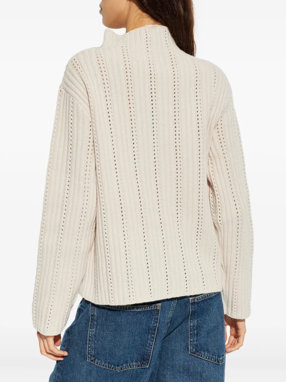 Samsoe & Samsoe Satilly Turtleneck Openwork-design Sweater In Neutral