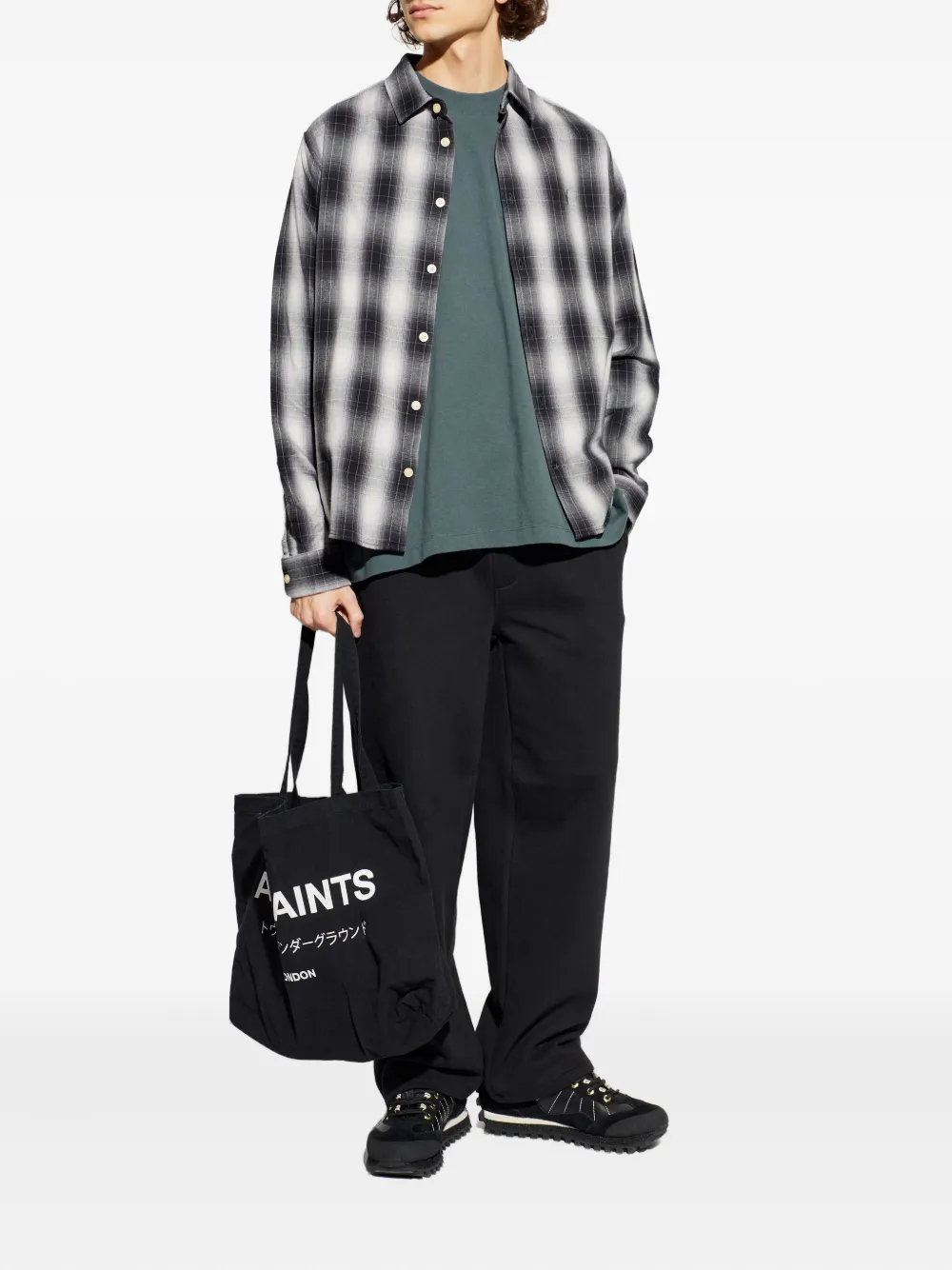 AllSaints Holborn geruit overhemd met lange mouwen - Zwart