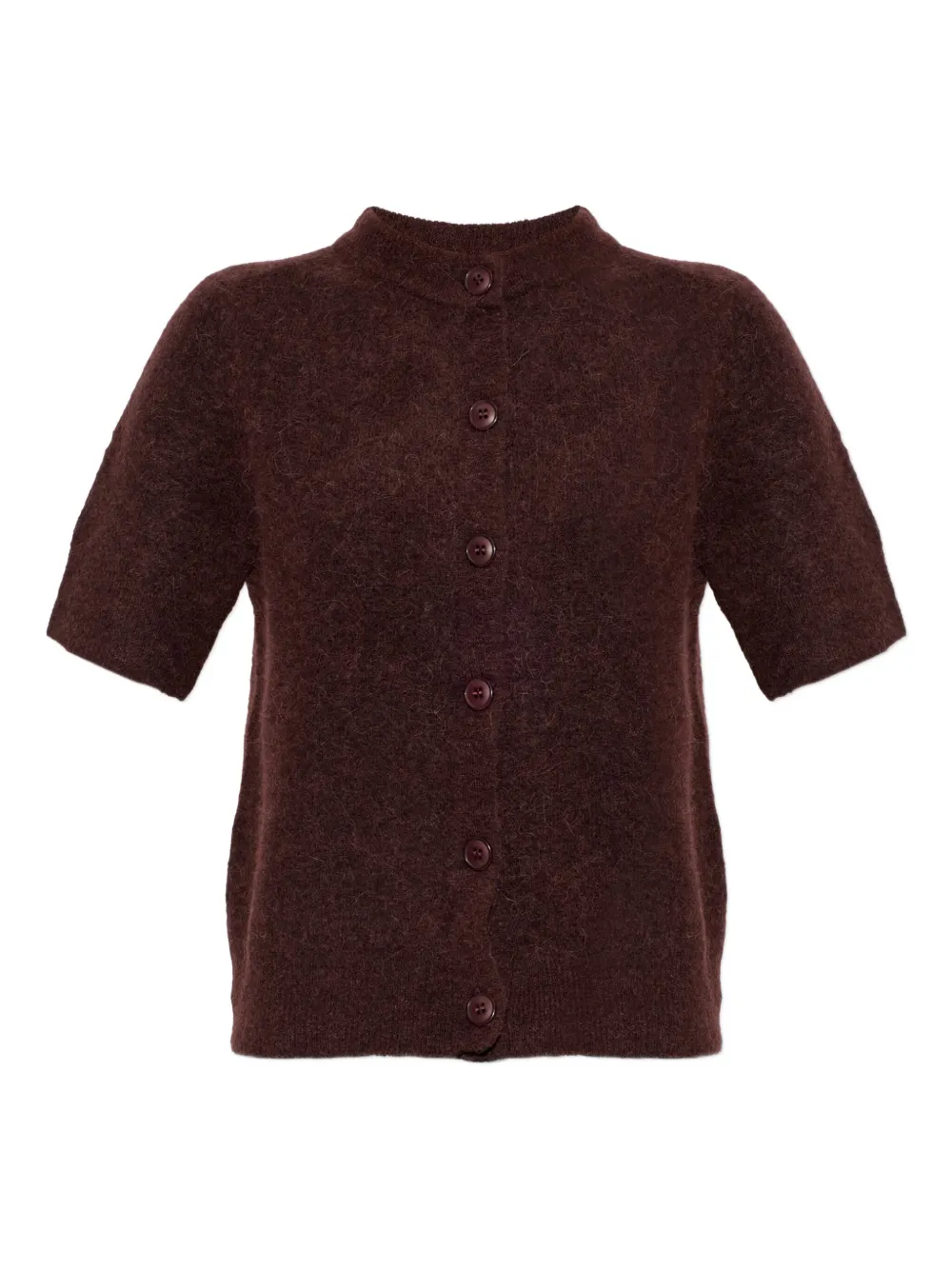 Samsoe & Samsoe Button-fastening Short-sleeved Cardigan In Brown