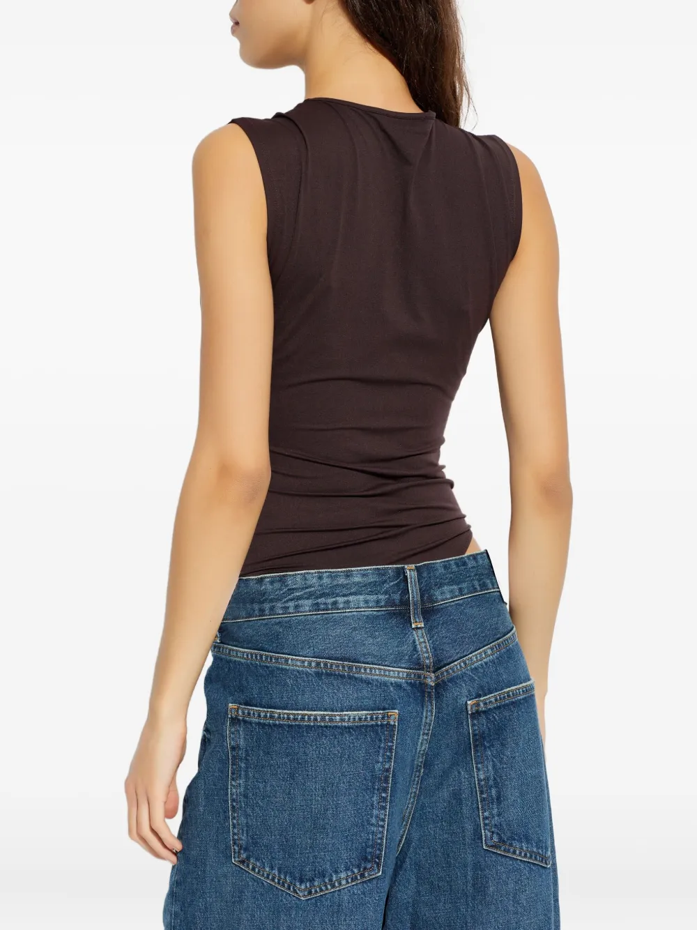 Agolde Aura Sleeveless Bodysuit In Brown