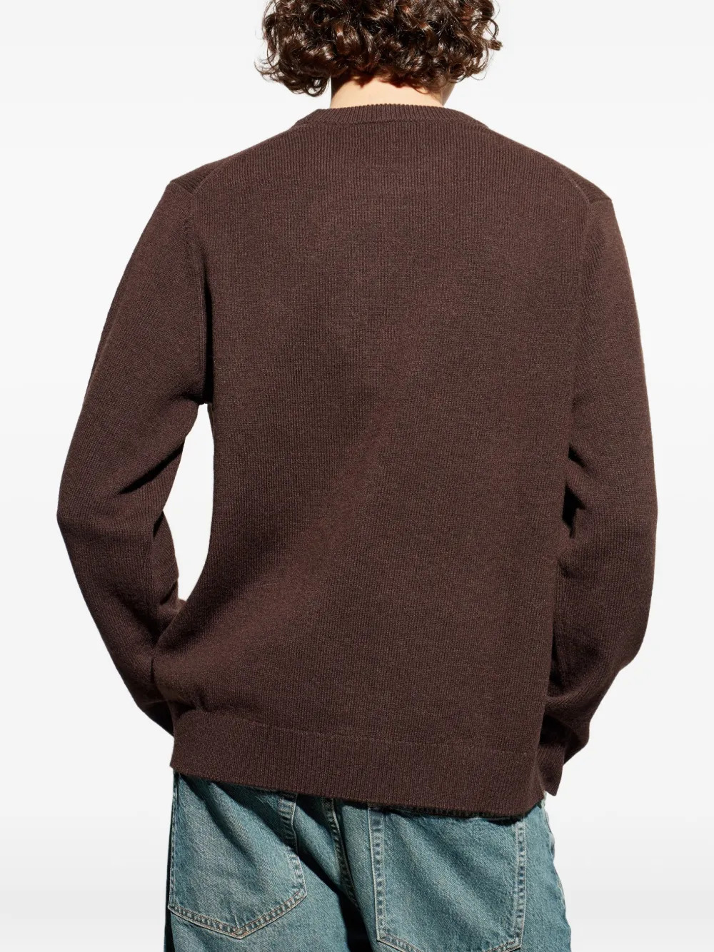 Samsoe & Samsoe Sapatrik Logo-embroidered Crew-neck Sweater In Brown