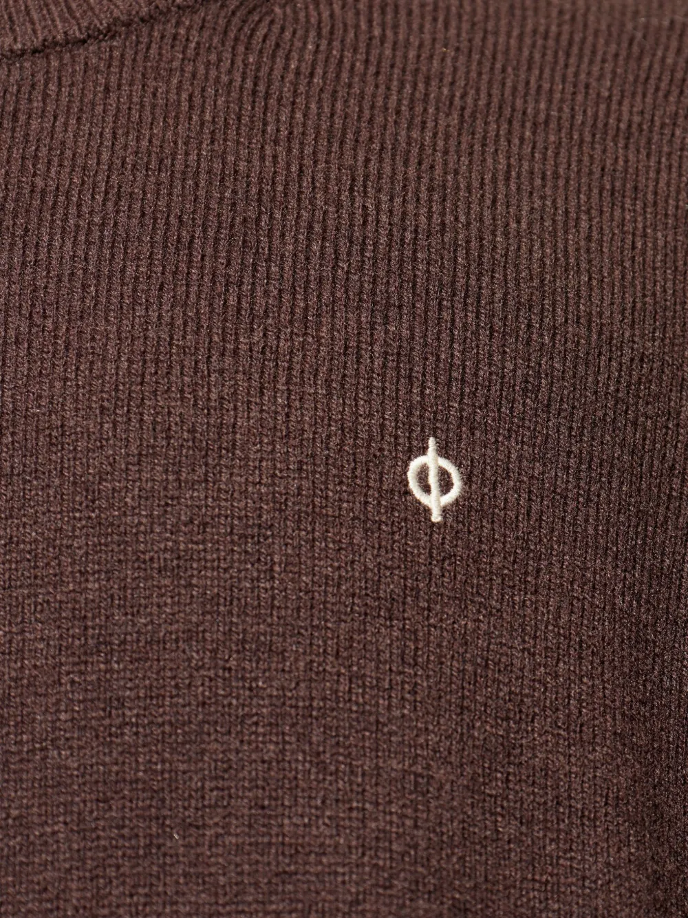 SAMSOE Sapatrik trui met geborduurd logo en ronde hals Bruin
