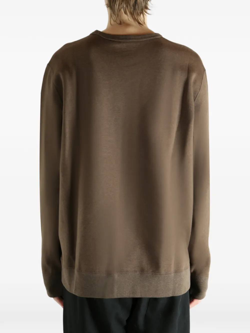 Polo Ralph Lauren Long-sleeve Double Knit Tech Crewneck Sweatshirt In Brown