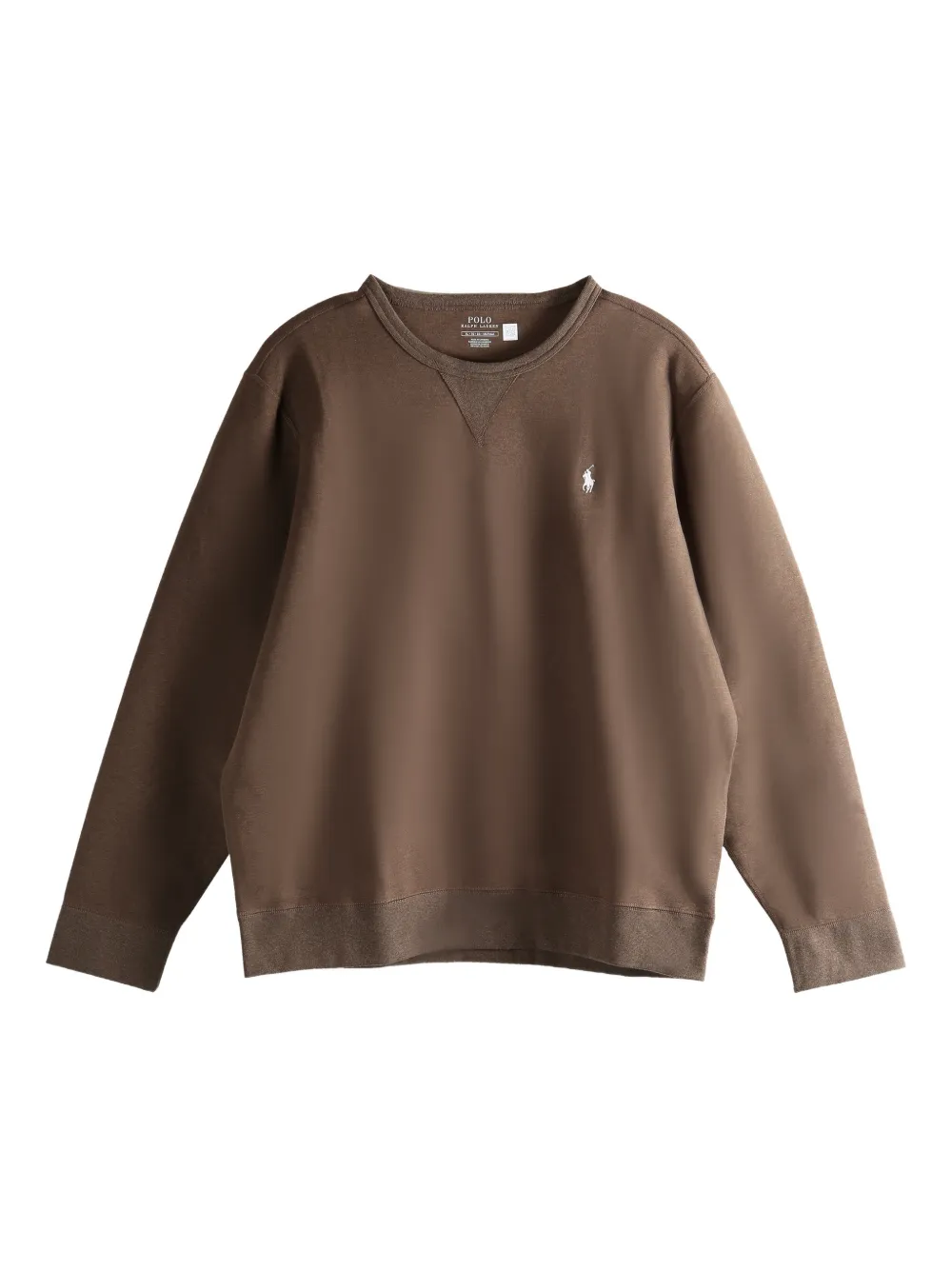 Polo Ralph Lauren Long-sleeve Double Knit Tech Crewneck Sweatshirt In Brown