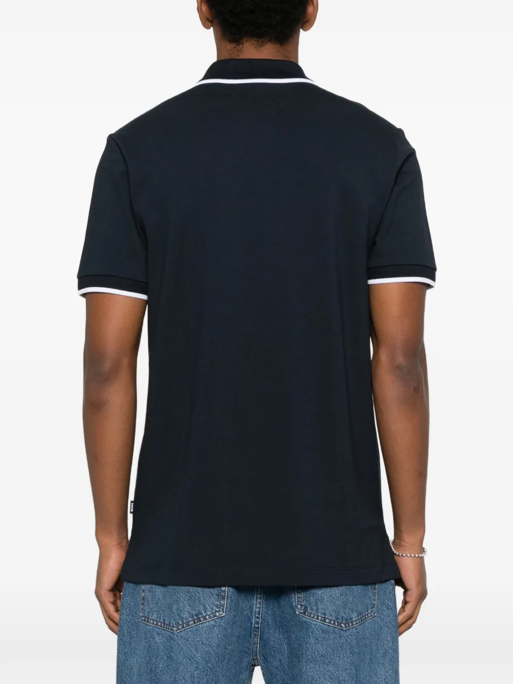 BOSS Poloshirt met knoop afwerking Blauw