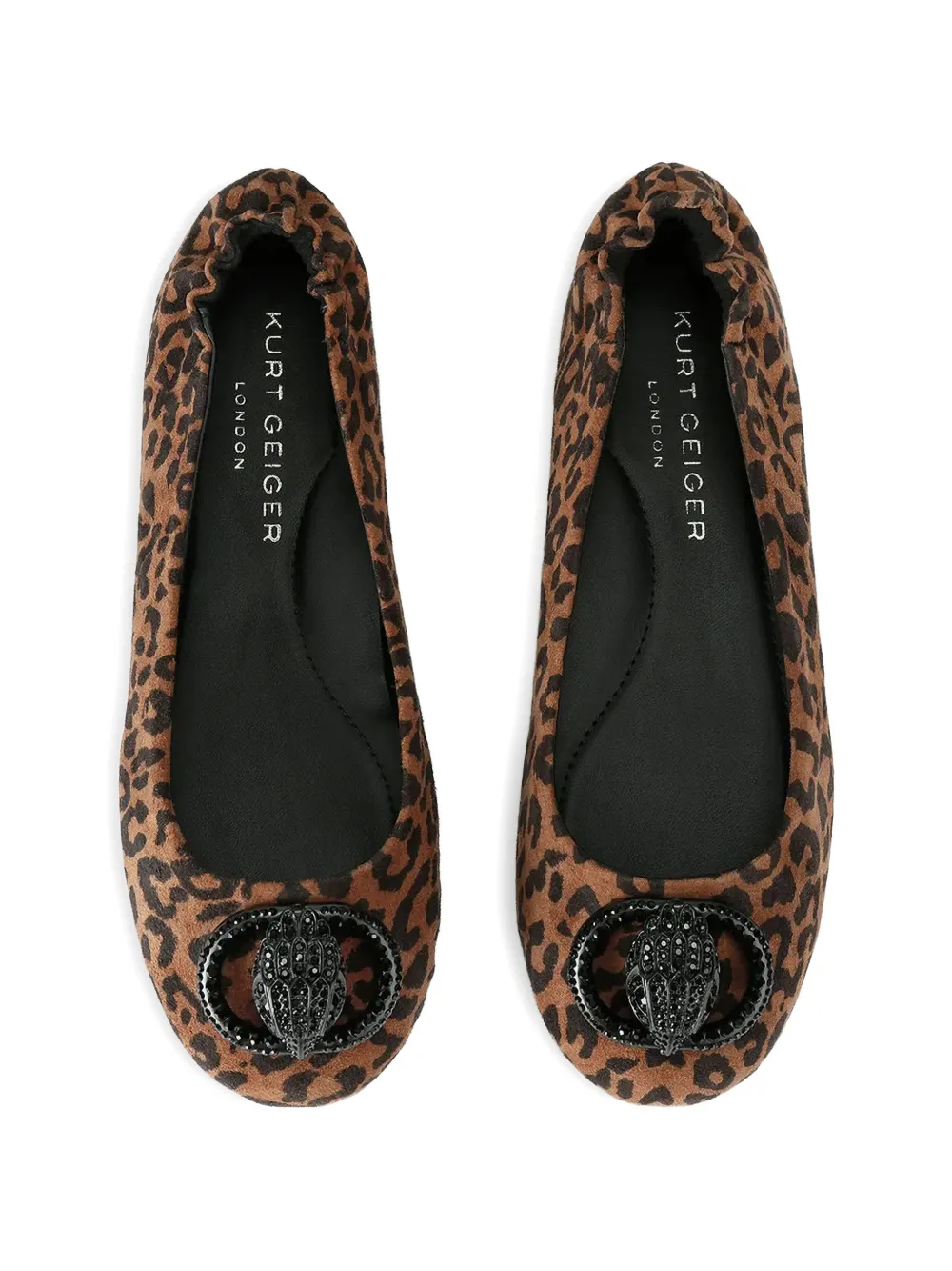 Kurt Geiger London Verfraaide ballerina's met dierenprint Bruin