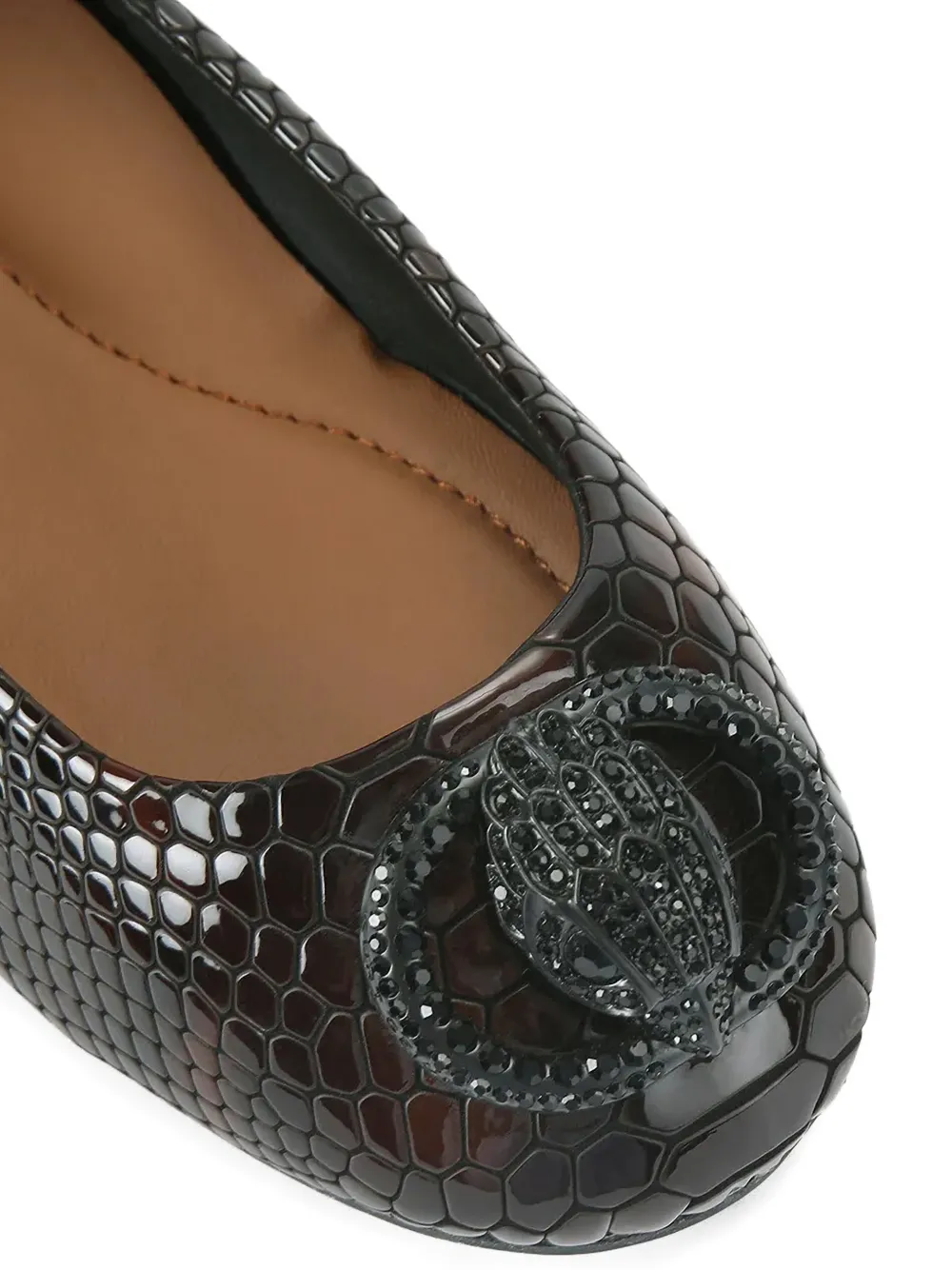 Kurt Geiger London Chelsea ballerina's met slangen-effect Bruin