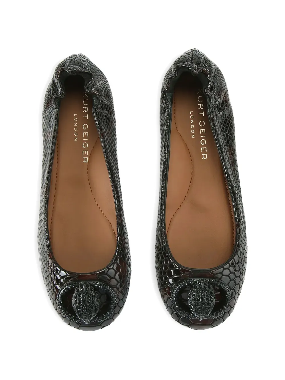 Kurt Geiger London Chelsea ballerina's met slangen-effect Bruin