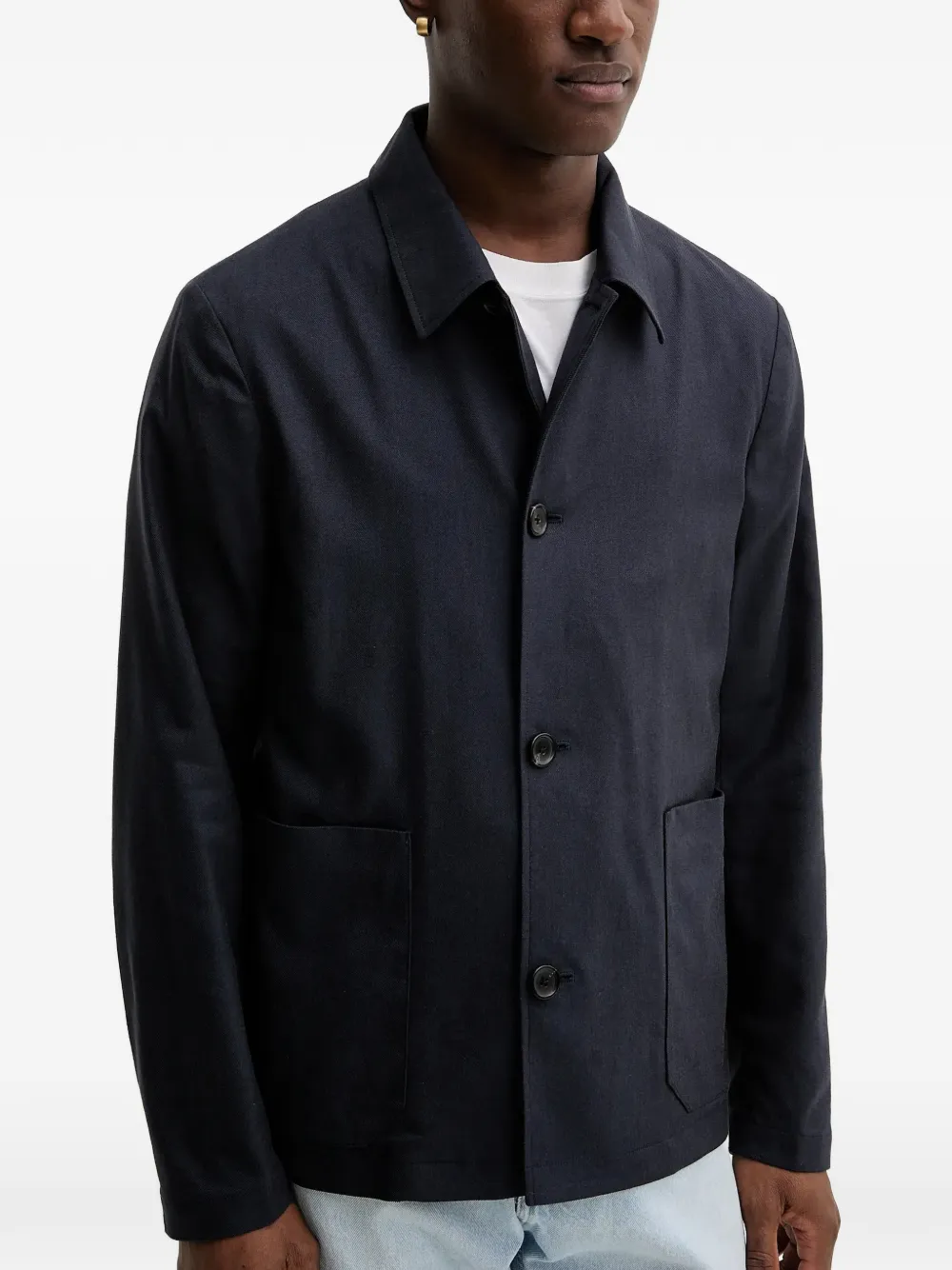  Ps Paul Smith Buttoned Patch-pocket Overshirt - Blue 
