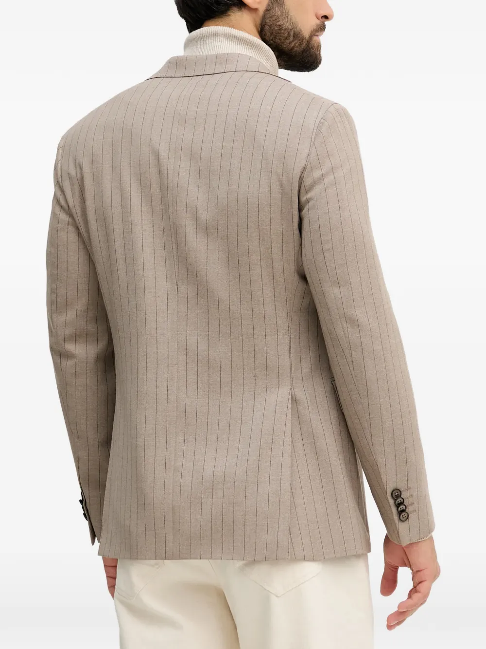 Michael Kors Blazer met krijtstreep en enkele rij knopen Beige