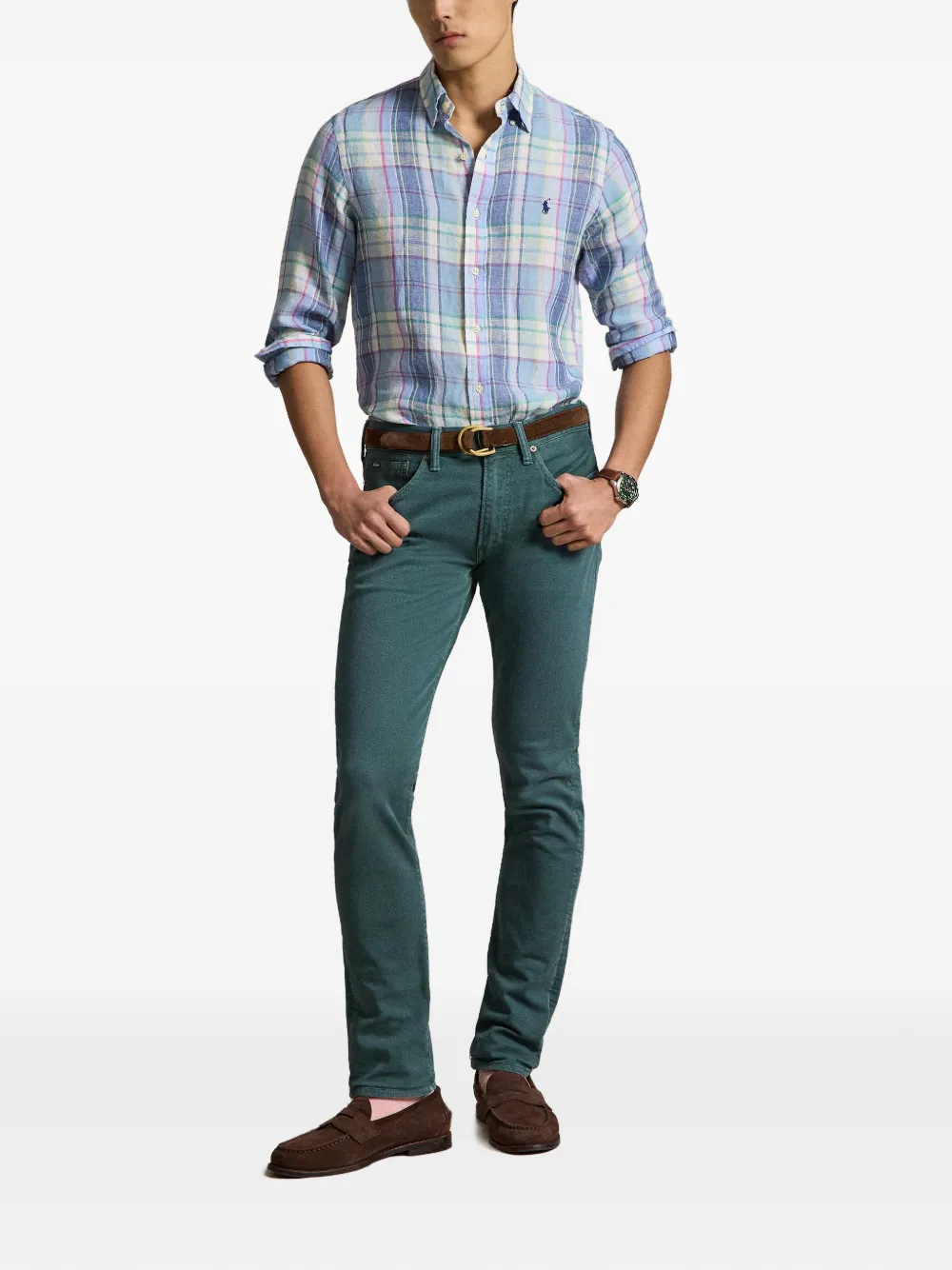 Polo Ralph Lauren Geruit linnen overhemd Blauw