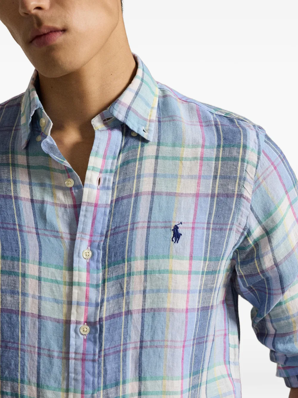 Polo Ralph Lauren Geruit linnen overhemd Blauw