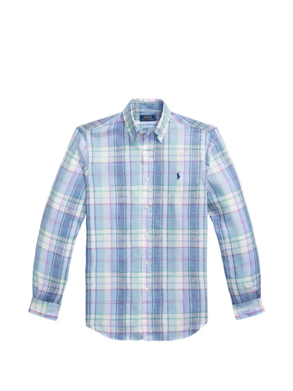 Polo Ralph Lauren Check-print Linen Shirt in Blue