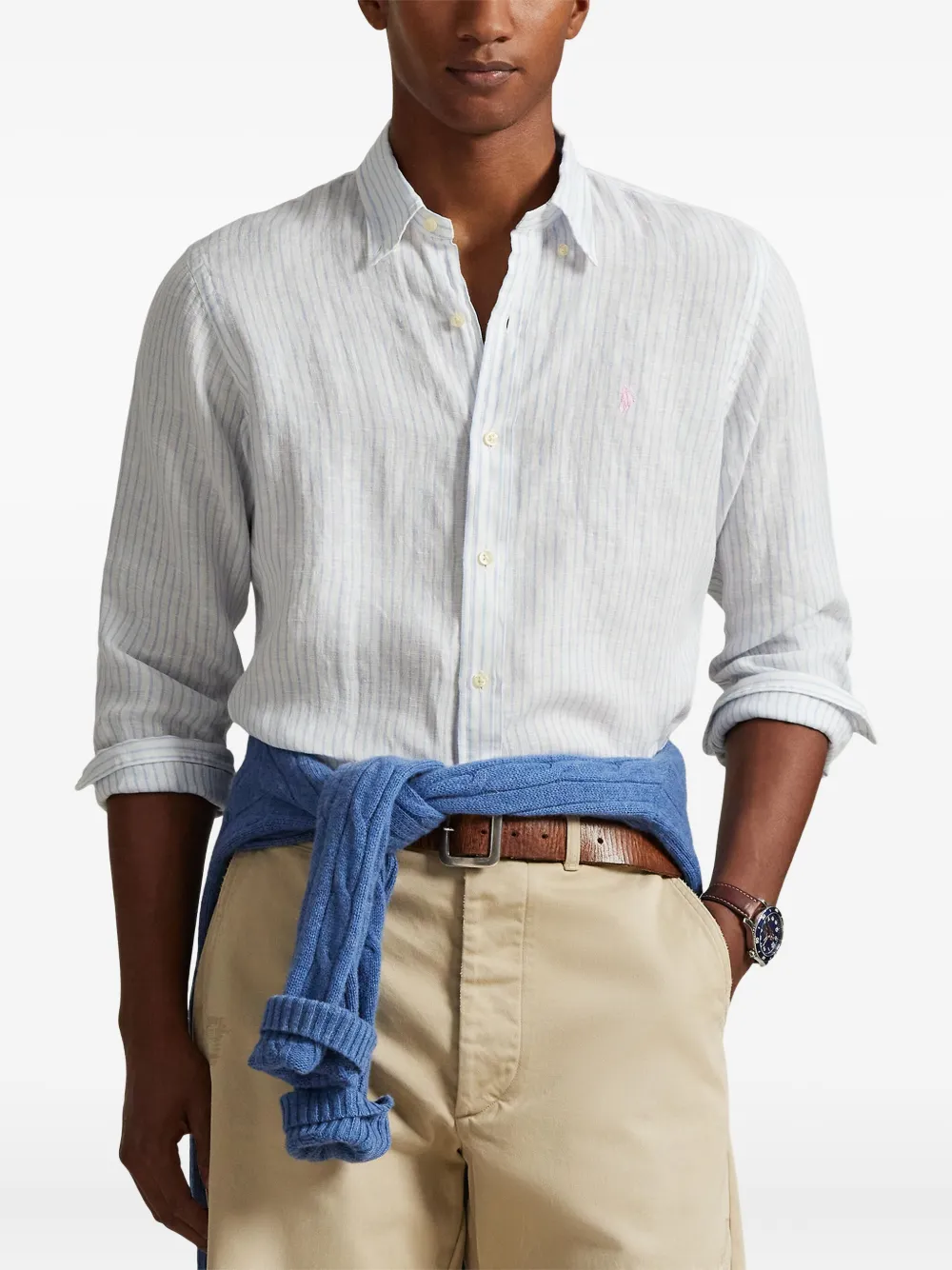 Polo Ralph Lauren Gestreept linnen overhemd Wit