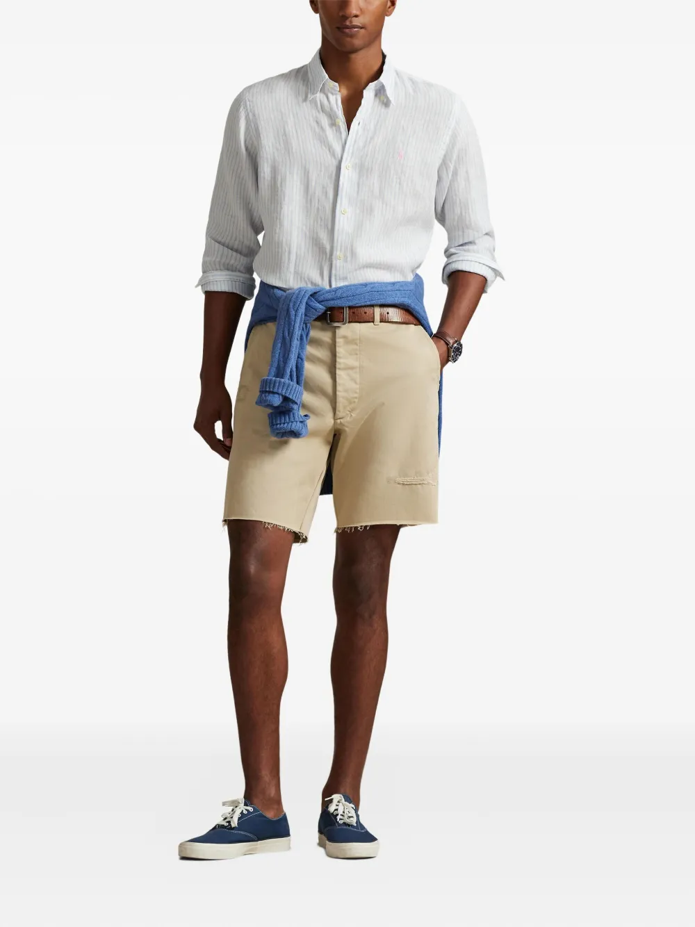 Polo Ralph Lauren Gestreept linnen overhemd Wit