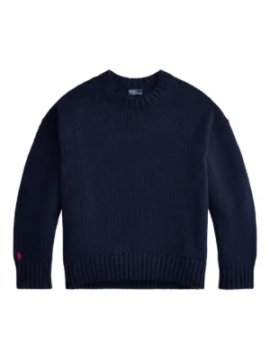 Polo Ralph Lauren Suéter De Tricô Pesado Com Gola V | Azul