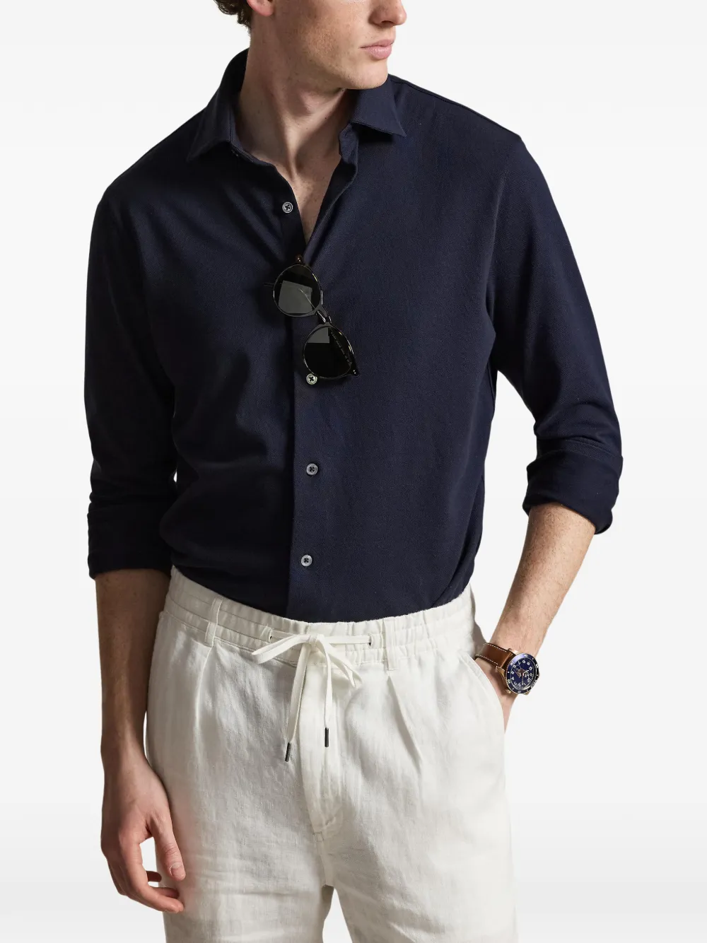 Polo Ralph Lauren Mesh overhemd met knopen Blauw