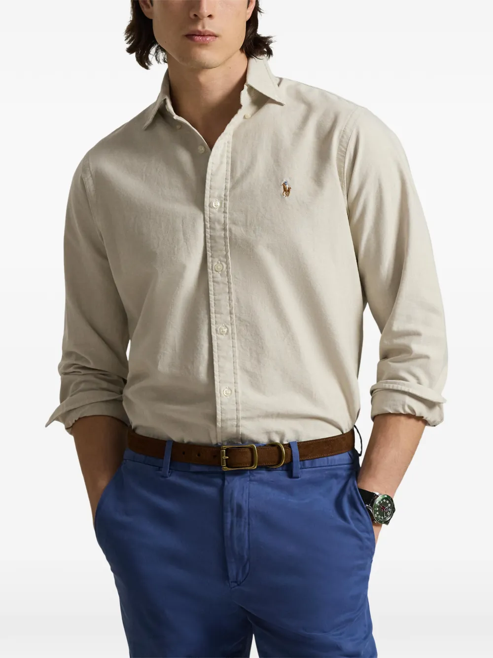 Polo Ralph Lauren The Iconic Oxford overhemd met borduurwerk Beige
