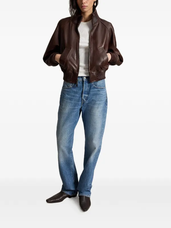 Polo Ralph Lauren zip-up Leather Jacket | Brown | FARFETCH SG