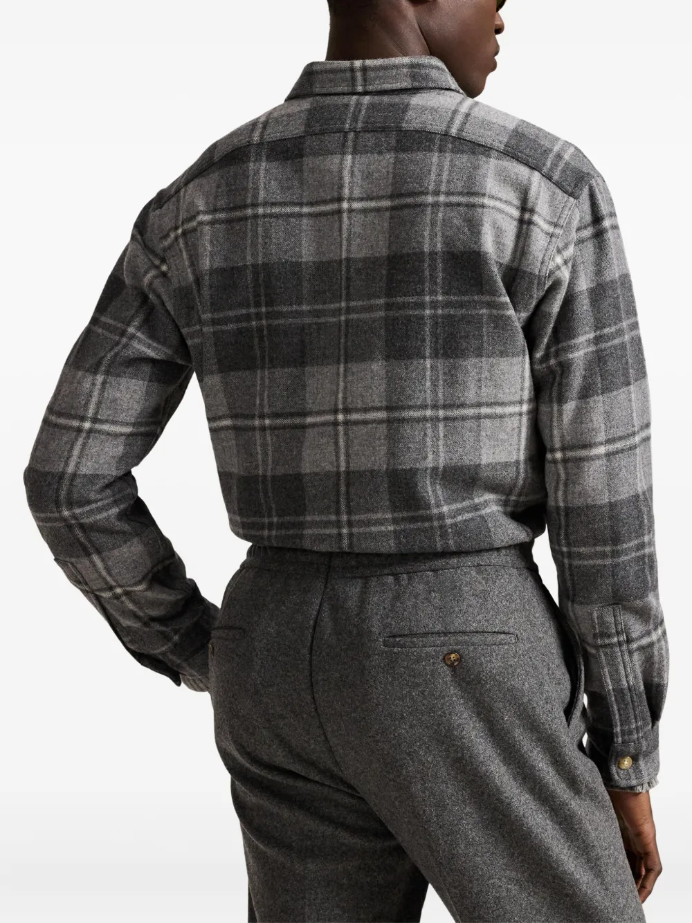 Polo Ralph Lauren Geruit wollen shirtjack met knopen Grijs