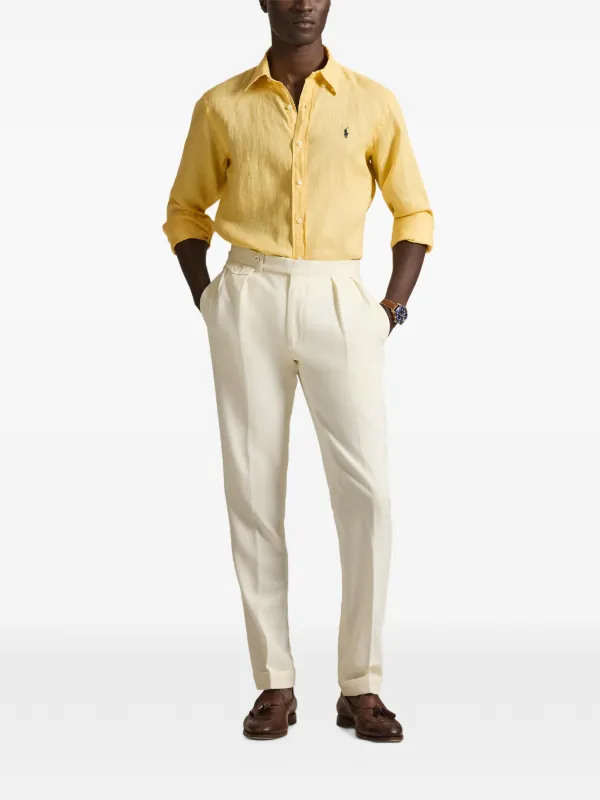 Polo Ralph Lauren Custom Fit Linen Shirt | Yellow | FARFETCH