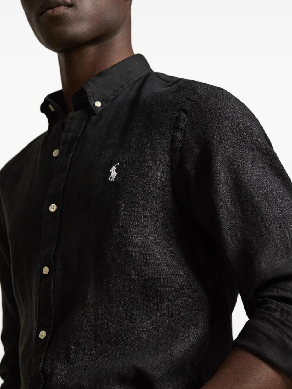 Polo Ralph Lauren Slim-fit overhemd met geborduurd logo Zwart