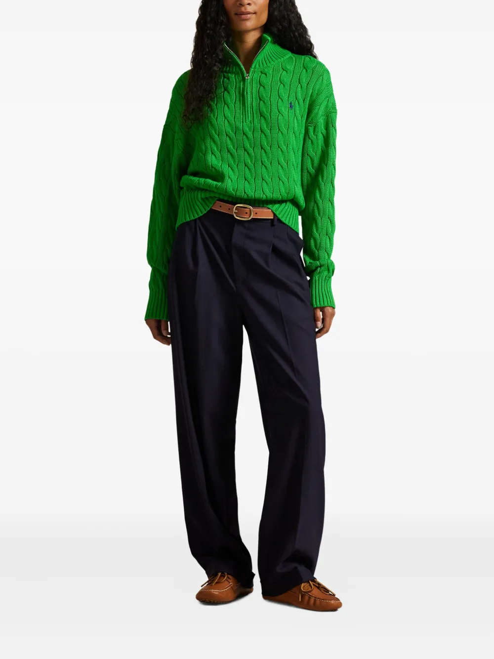 Polo Ralph Lauren Half-zip-up Sweater In Green
