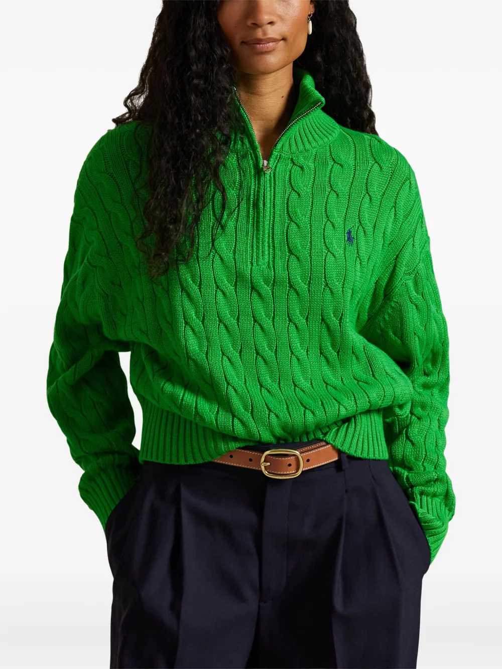 Polo Ralph Lauren Half-zip-up Sweater In Green