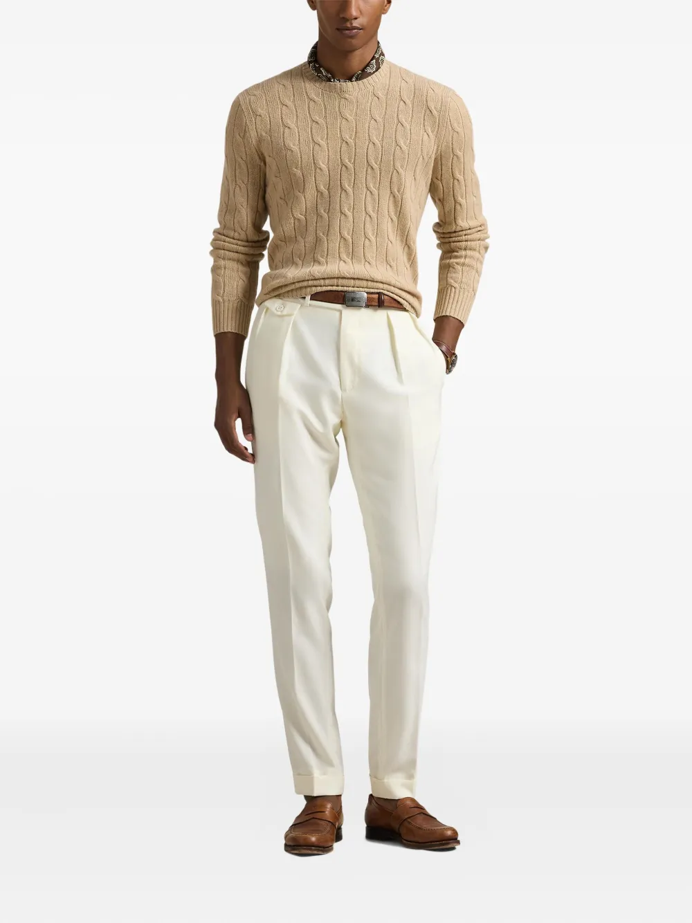 Polo Ralph Lauren Cable-knit Cashmere Sweater In Nude