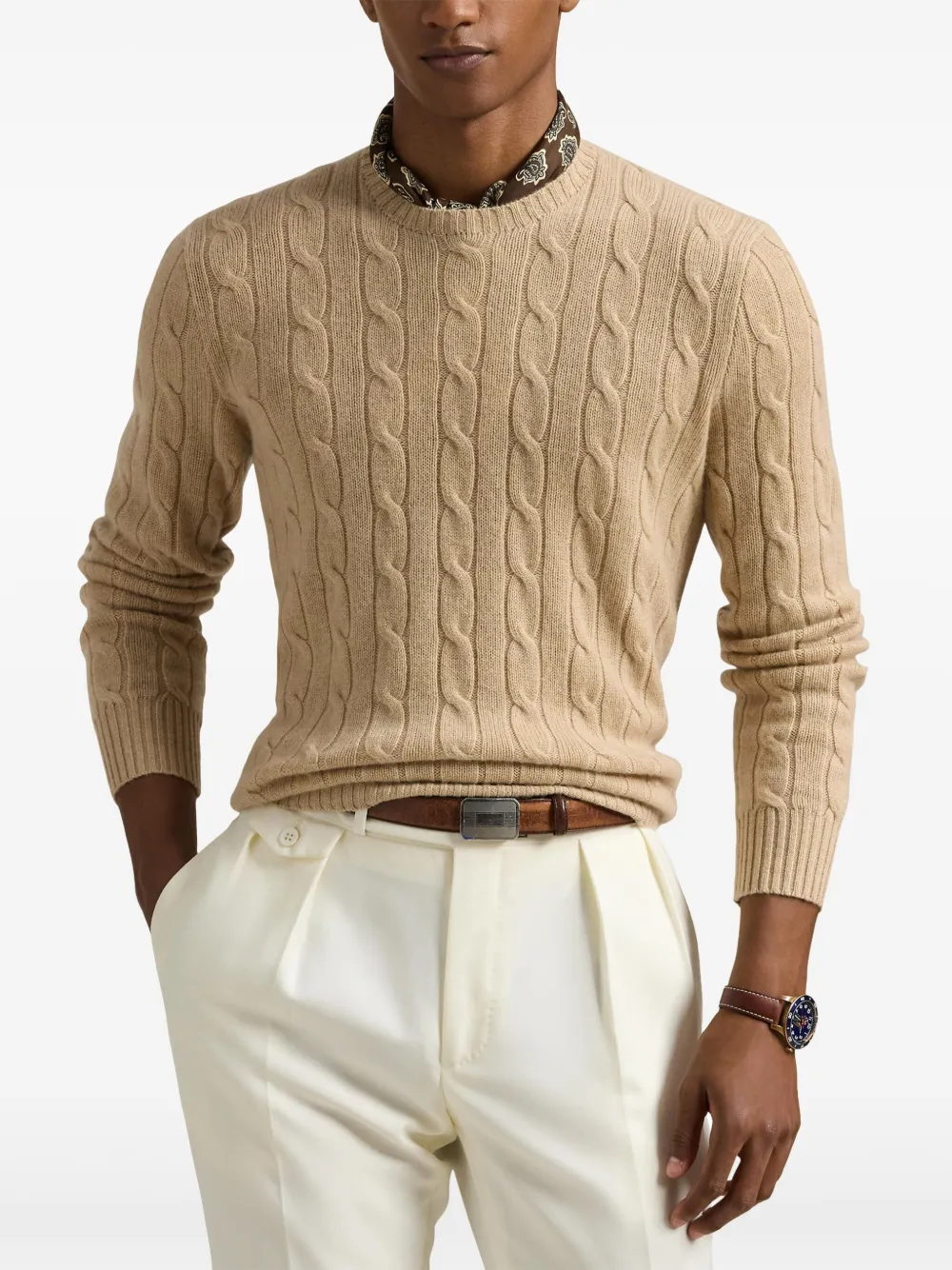 Polo Ralph Lauren Cable-knit Cashmere Sweater In Nude
